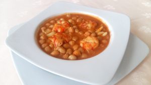 Receta de garbanzos con gambones